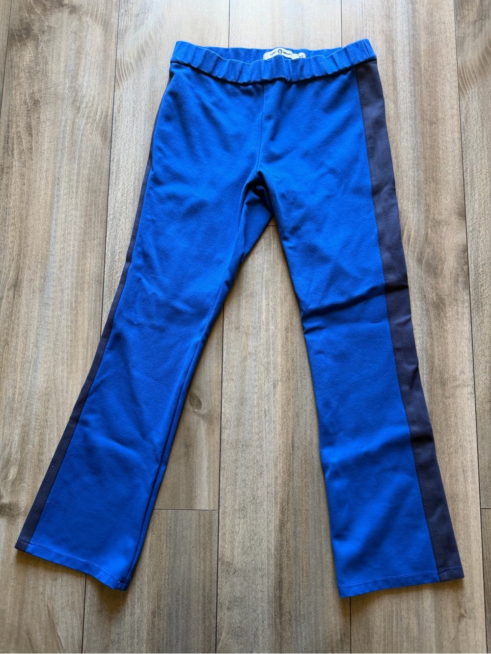 Tory Burch Royal Blue Flare Sweatpants with Navy Side Stripe
